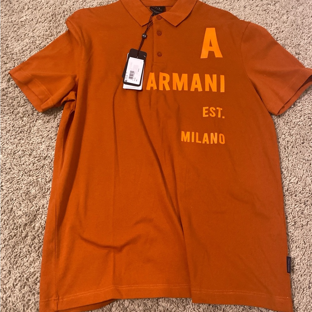 Giorgio Armani Orange Polo Shirt with Classic Design
